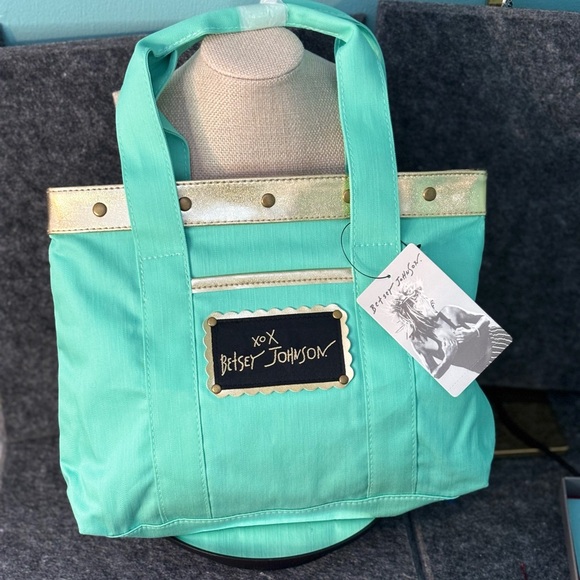 Betsey Johnson Handbags - Betsey Johnson x Redken Mint Green Leopard Mini Tote NWT